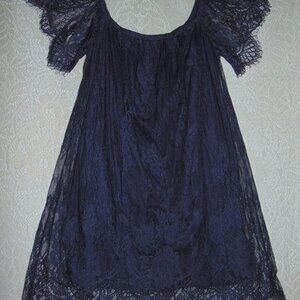 American Eagle Tunic blouse lace womens scalloped cottagecore Whimsigoth blue M